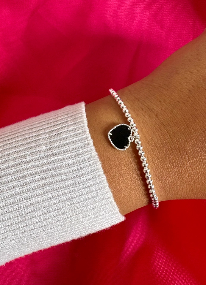 Pulseira coração preto 