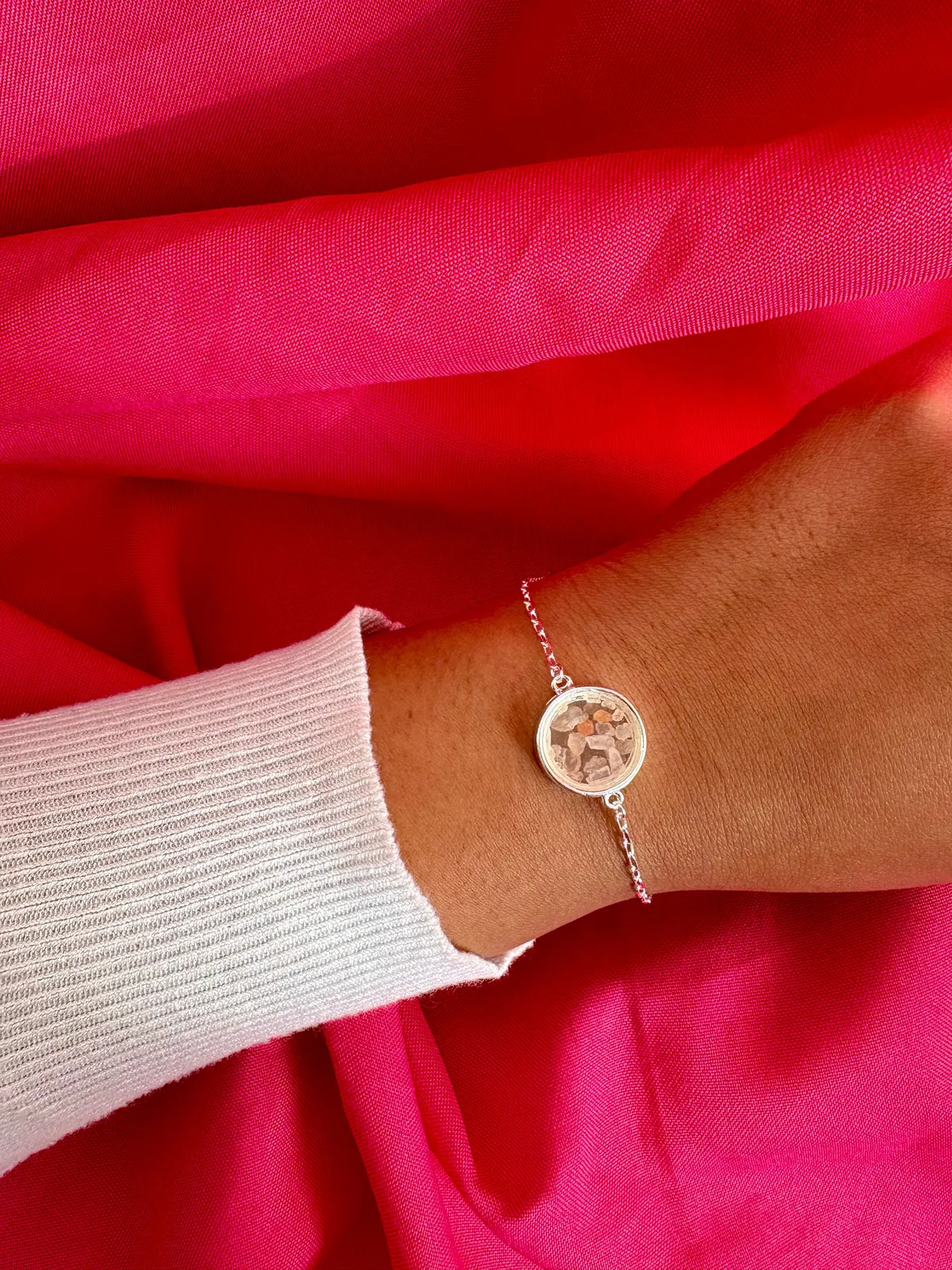Pulseira sal grosso rosa 