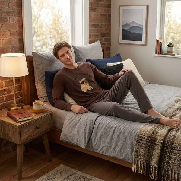 Pijama Masculino Bear Bed em Algodão - imagem 1