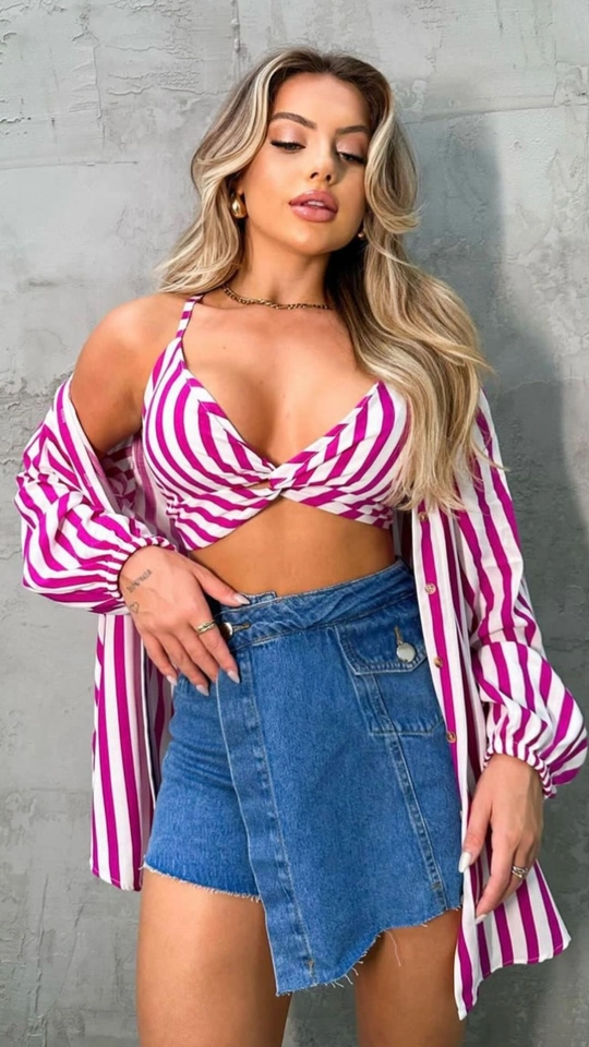 CHEMISE + CROPPED LISTRADO - 2