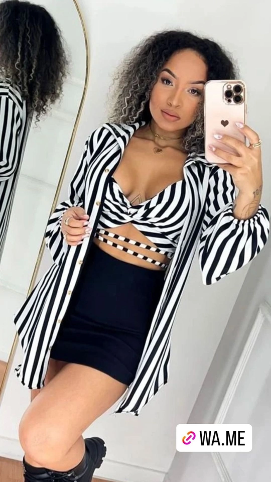 CHEMISE + CROPPED LISTRADO - 3