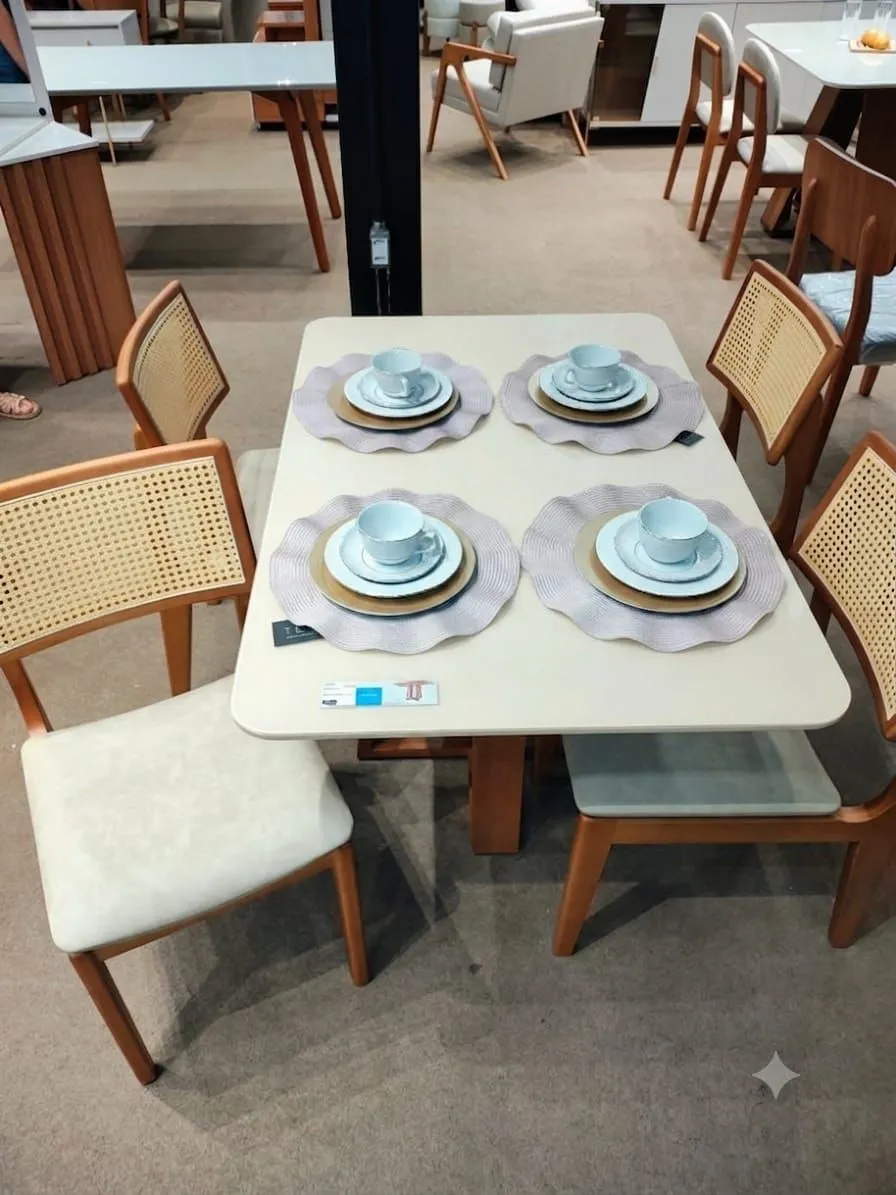 CONJ. DE MESA ÍRIS 4 LUGARES 100% MADEIRA MACIÇA  - 2
