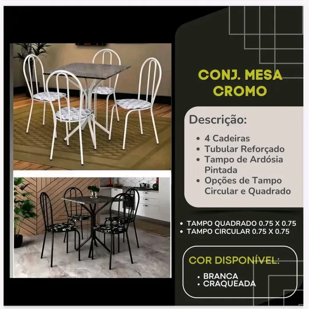 CONJUNTO DE MESA CROMO - 2