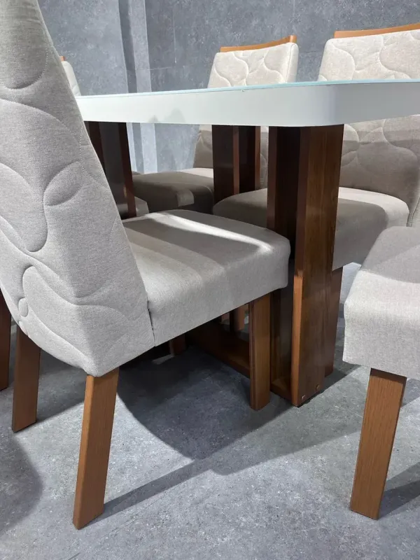 CONJUNTO MESA SENTRA 1.60 + 6 CADEIRAS FLOR - imagem 3