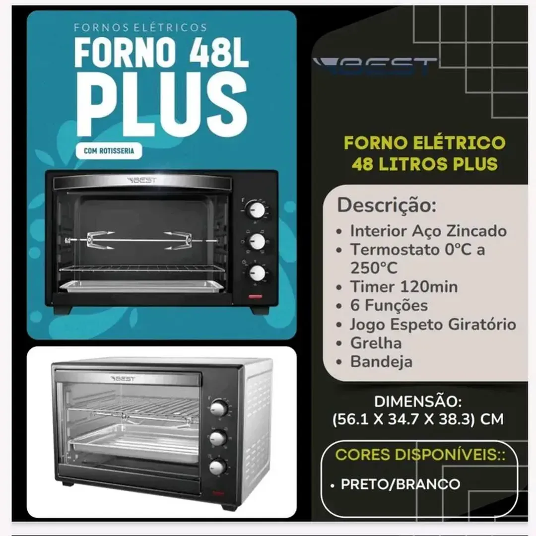 FORNO ELETRICO DE 48L PLUS - BEST - 2