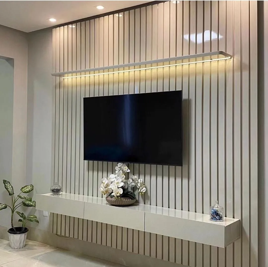 PAINEL NOBRE RIPADO C/ PRATELEIRA E LED E NICHO - 1