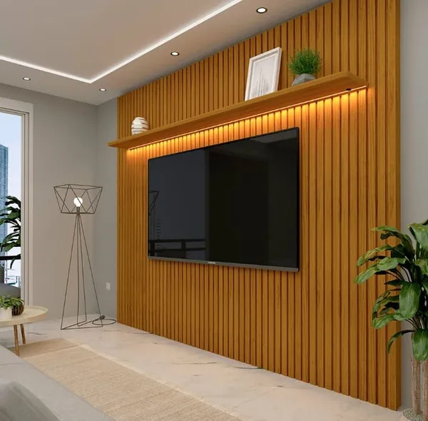 PAINEL NOBRE RIPADO C/ PRATELEIRA E LED E NICHO - imagem 4