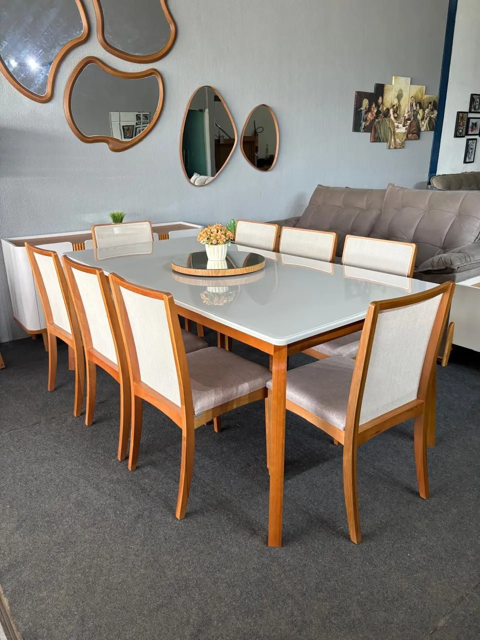 MESA PETRA C/ 8 CADEIRAS LARA KAPPESBERG C/ PRATO GIRATÓRIO - 1