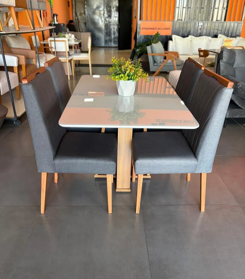 CONJUNTO MESA EMILY BASE EM MADEIRA C/ 4 CADEIRAS JK  - 3