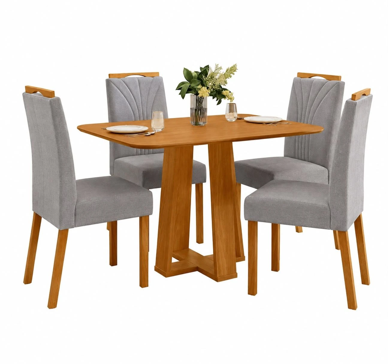 MESA RUBI 120 X 80 TAMPO LAMINADO C/ 4 CADEIRAS FORTE - 1