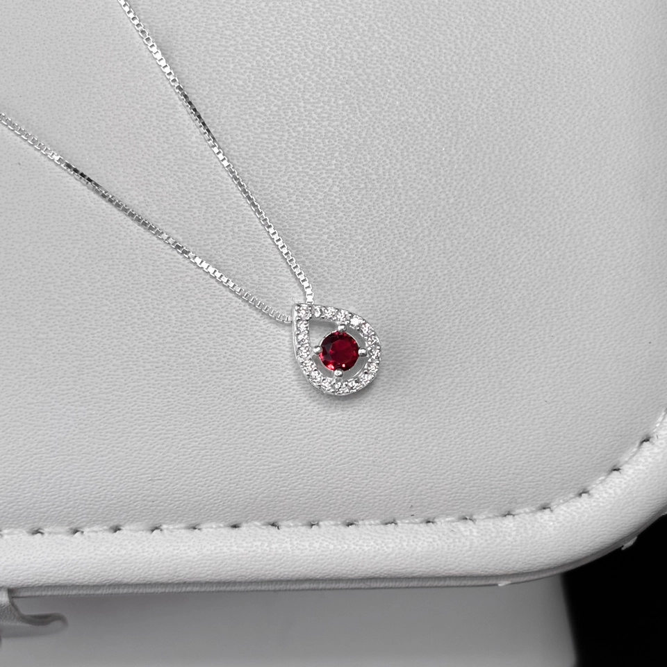 Colar Gota Cravejada - vermelho - 3
