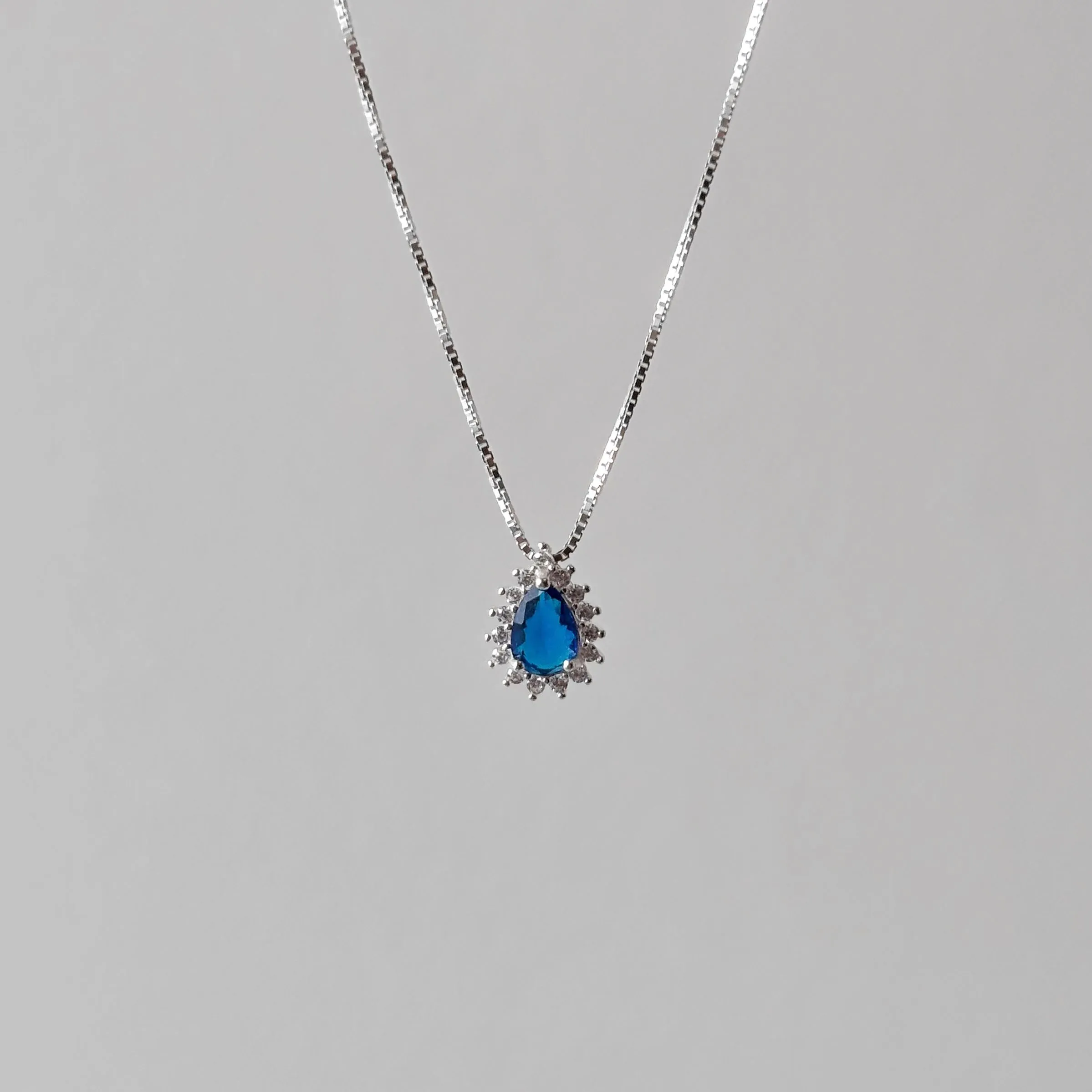 Colar Gota Cravejada - azul - 3