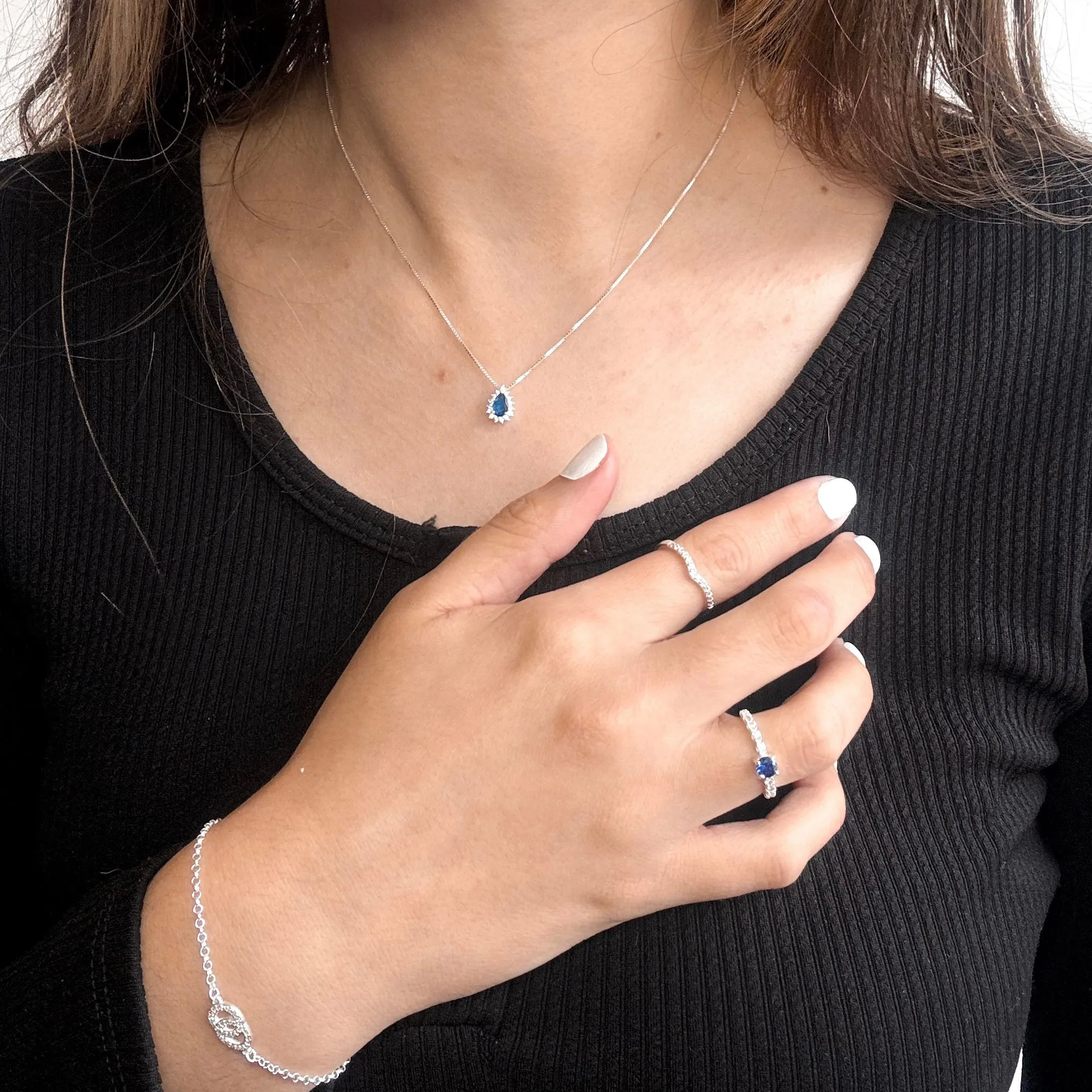 Colar Gota Cravejada - azul - 5