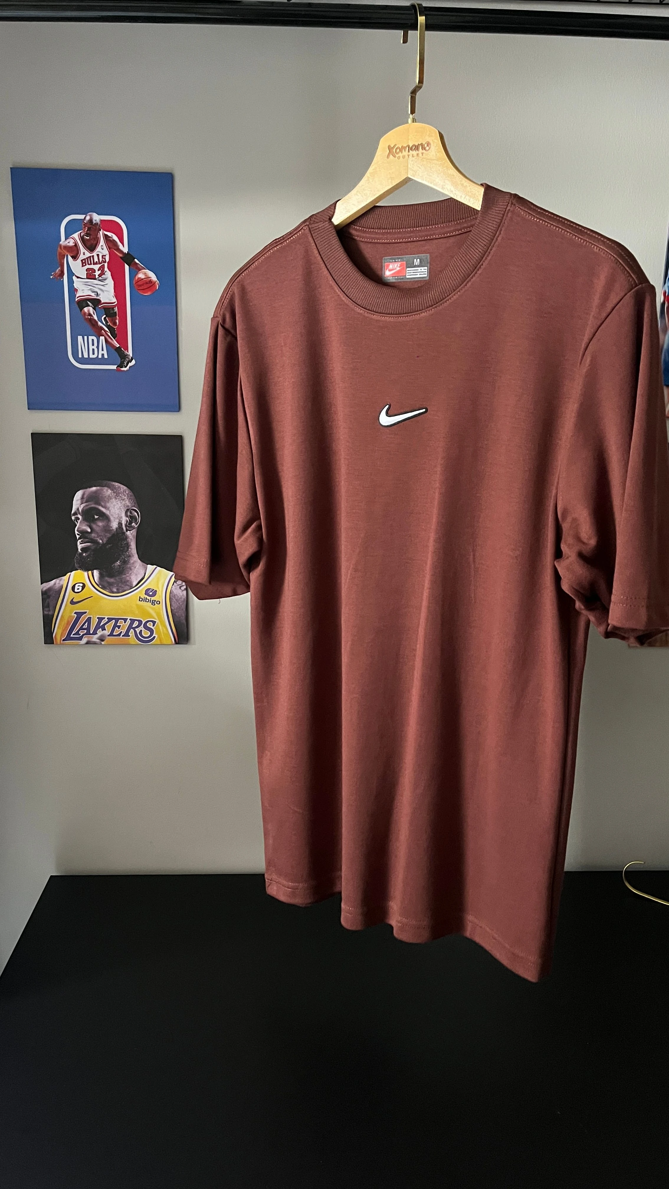 CAMISETA OVERSIZED NK BORDADO MARROM - 1