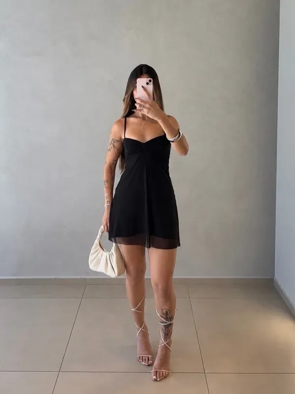 Vestido Tule - Preto