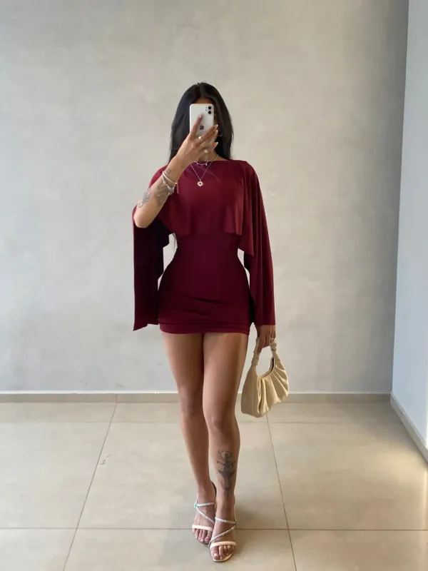 Vestido Luana - Bordô