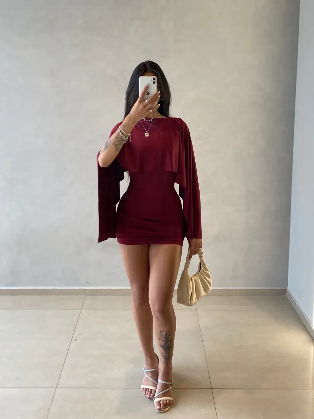 Vestido Luana - Bordô - 1