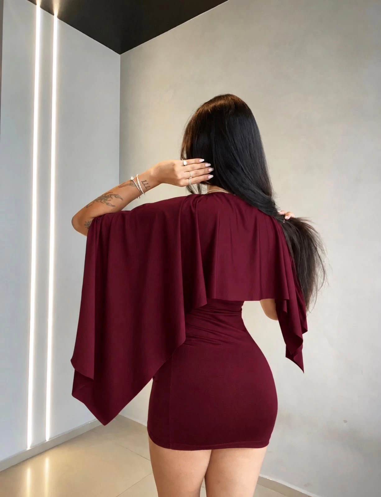 Vestido Luana - Bordô - 3