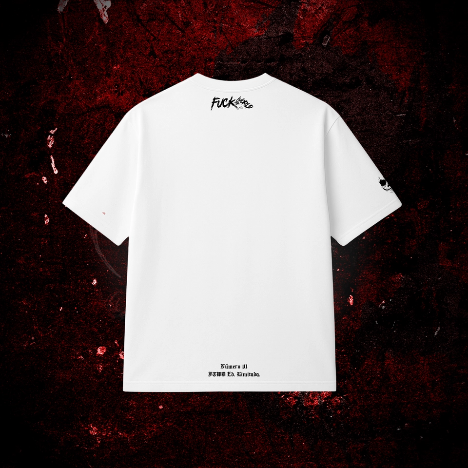 F*CK THE WORLD - GRIT* (camiseta oversized branca) - 2