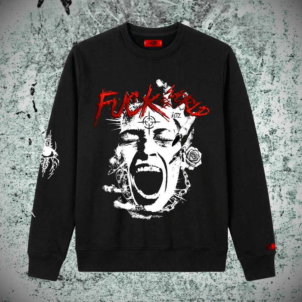 F*CK THE WORLD - GRIT* (moletom sem capuz preto)