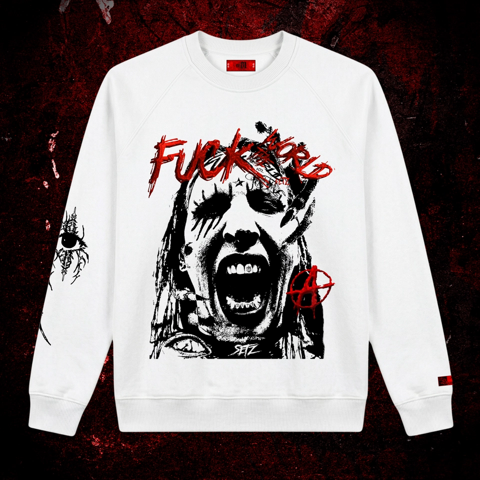 F*CK THE WORLD - KRIGER (moletom sem capuz branco)