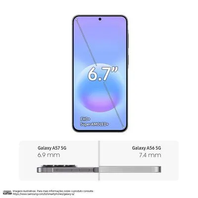 Smartphone Samsung Galaxy A57 5G 256GB, 8GB RAM Tela 6.7" Azul Escuro  - 2
