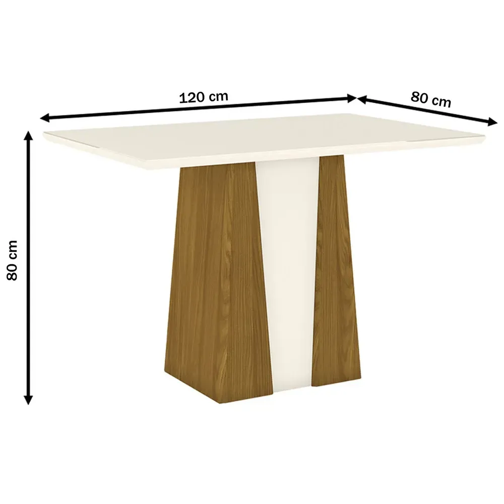 Mesa de Jantar 6 Cadeiras Keltin Nature/Off Whitte/Linho - Bci Móveis - 3