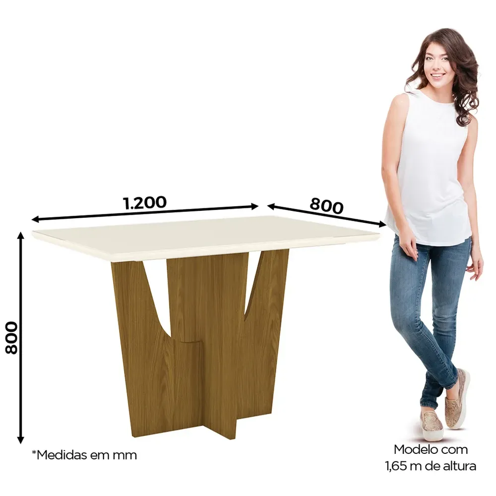 Mesa de Jantar 6 Cadeiras Denise Nature/Off White/Linho - Bci Móveis - 3