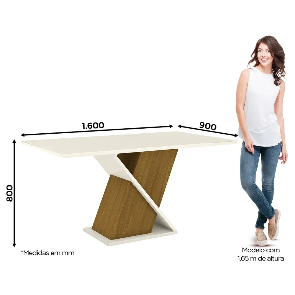 Mesa de Jantar 6 Cadeiras Carol Nature/Off White/Linho - Bci Móveis - 3