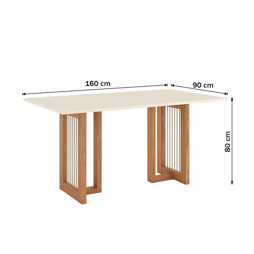 Mesa de Jantar 6 Cadeiras Amélia Nature/Off White/Linho - Pnr Móveis - 3