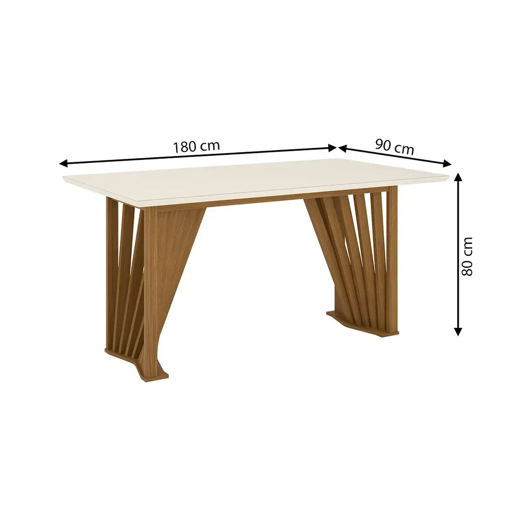 Mesa de Jantar 6 Cadeiras Lívia/Anne Nature/Off White/Courano/Linho- Pnr Móveis - 3