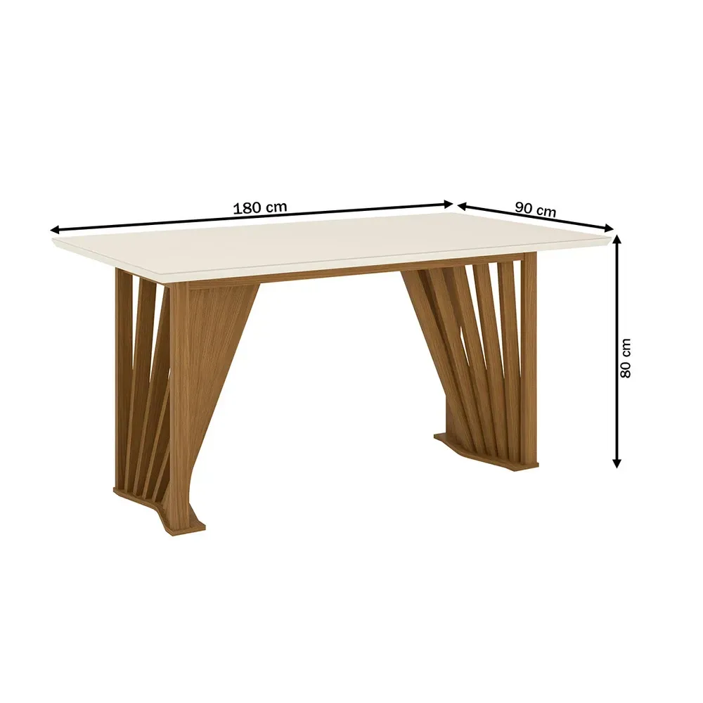 Mesa de Jantar 6 Cadeiras Lívia/Anne Nature/Corano Bege/Creme - Pnr Móveis - 3