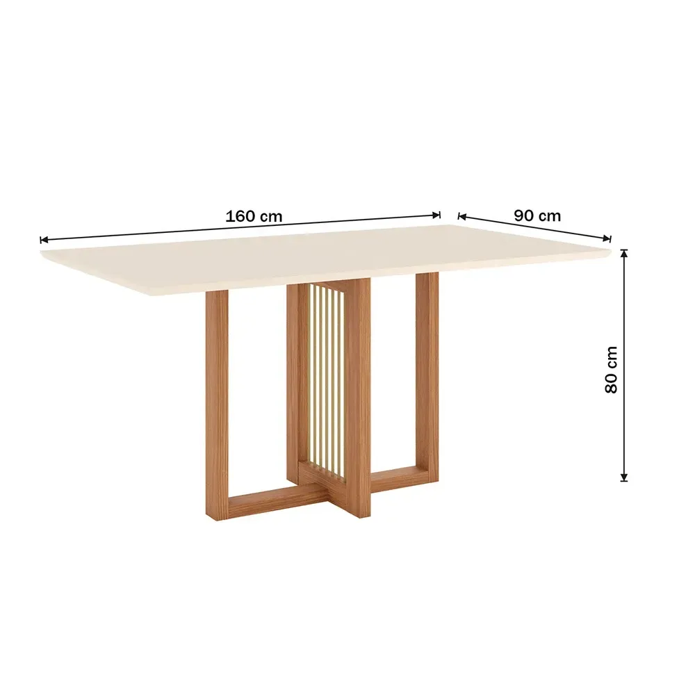 Mesa de Jantar 6 Cadeiras Bela Nature/Off White/Marrom Amêndoa Bela - Pnr Móveis - 3