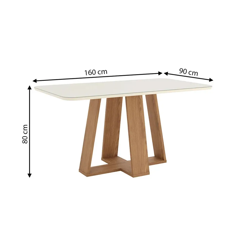 Mesa de Jantar 6 Cadeiras Sales/Bella com Tampo de Vidro Nature/Off White/Amêndoa - Pnr Móveis - 3