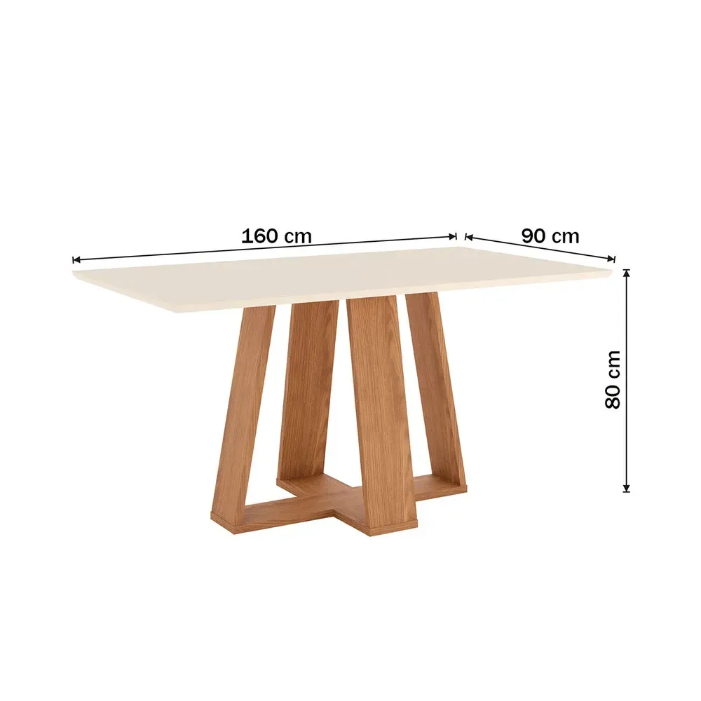 Mesa de Jantar 6 Cadeiras Sales Nature/Off White/Linho - Pnr Móveis - 3