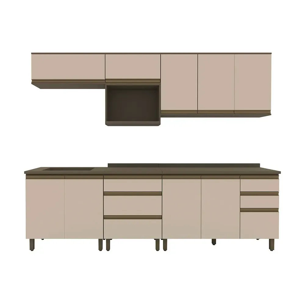Armário de Cozinha Completa Connect 10 Portas 5 Gavetas 100% MDF Duna/Cristal - Henn - 2