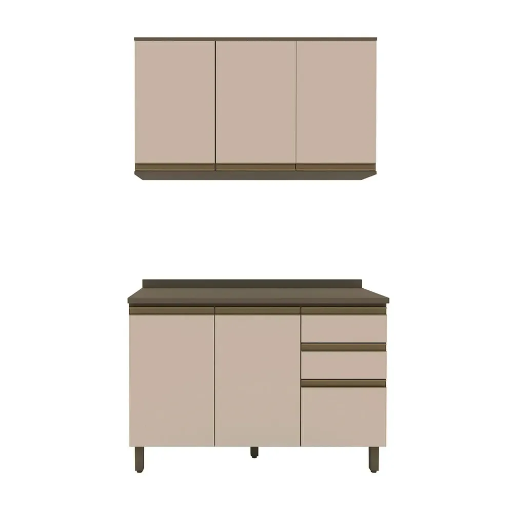 Armário de Cozinha Compacta Connect 6 Portas 2 Gavetas 100% MDF Duna/Cristai - Henn - 2