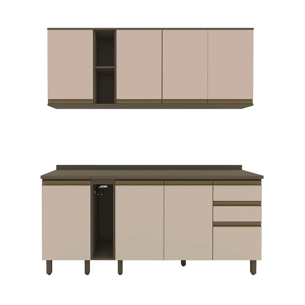 Armário de Cozinha Completa Connect 8 Portas 2 Gavetas 100% MDF Duna/Cristai - Henn - 2