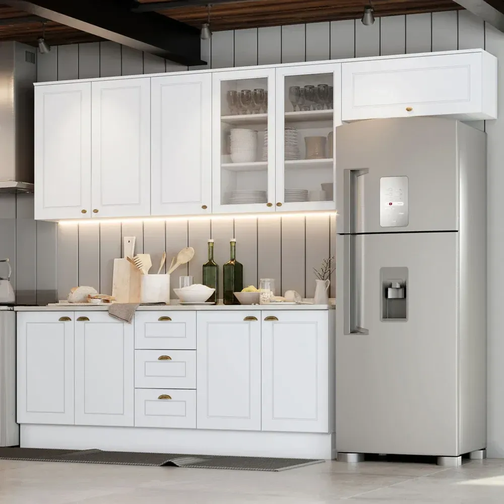 Armário de Cozinha Compacta Americana 10 Portas 3 Gavetas Branco - Henn - 1