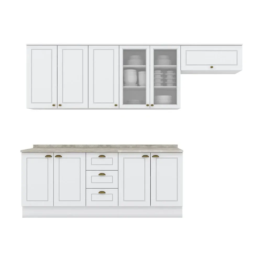 Armário de Cozinha Compacta Americana 10 Portas 3 Gavetas Branco - Henn - 2