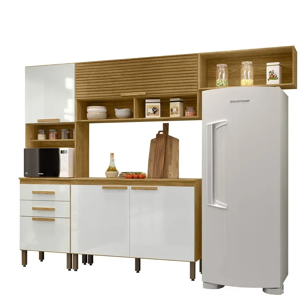 Armário de Cozinha Compacta Sara 5 Portas 2 Gavetas Marrocos/Off White - Mx Móveis - 2