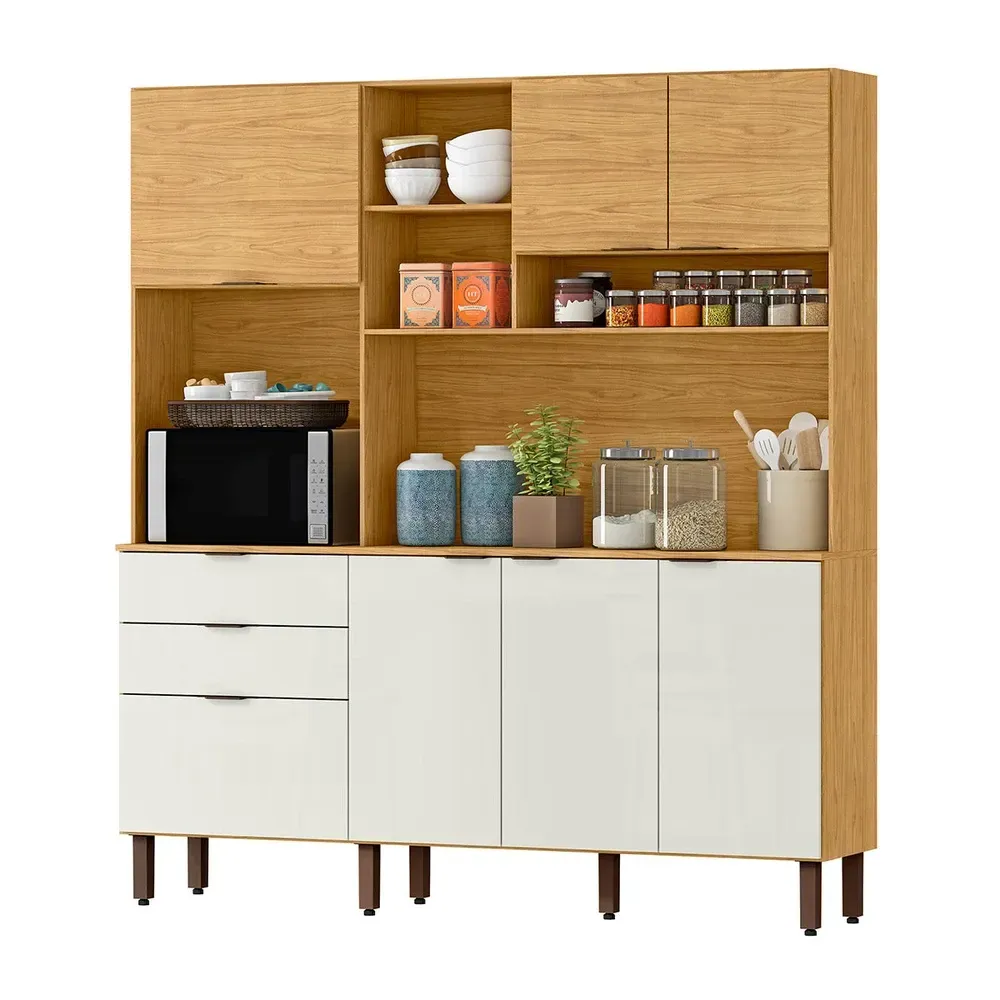 Armário de Cozinha Compacta Boreal 7 Portas 2 Gavetas Marrocos/Off White - Mx Móveis - 2