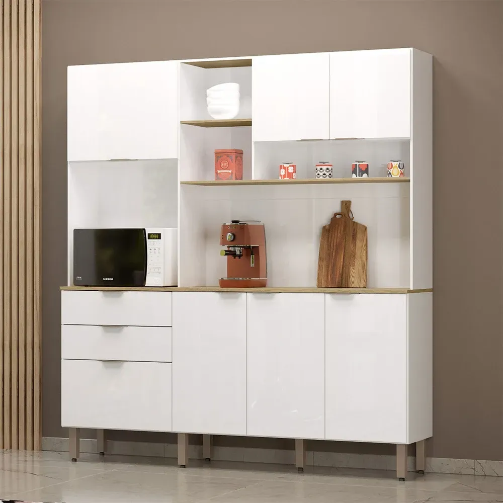 Armário de Cozinha Compacta Boreal 5 Portas 2 Gavetas Branco - Mx Móveis - 1