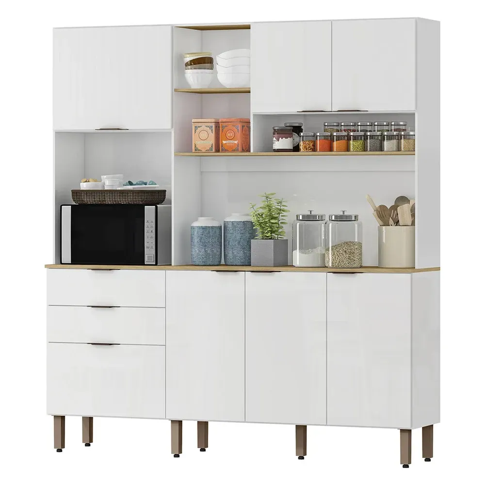 Armário de Cozinha Compacta Boreal 5 Portas 2 Gavetas Branco - Mx Móveis - 2