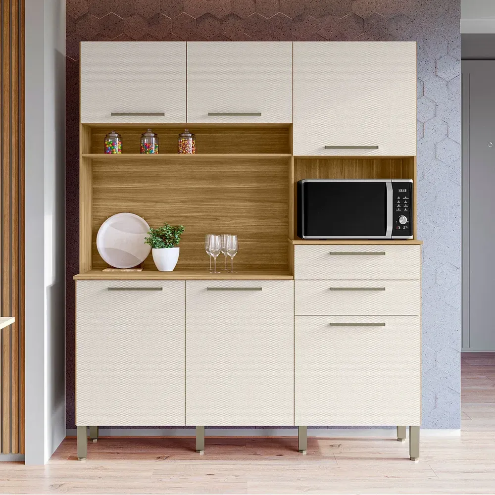 Armário de Cozinha com Balcão Huge 6 Portas 2 Gavetas Freijó/Soft - Pnr Móveis - 1