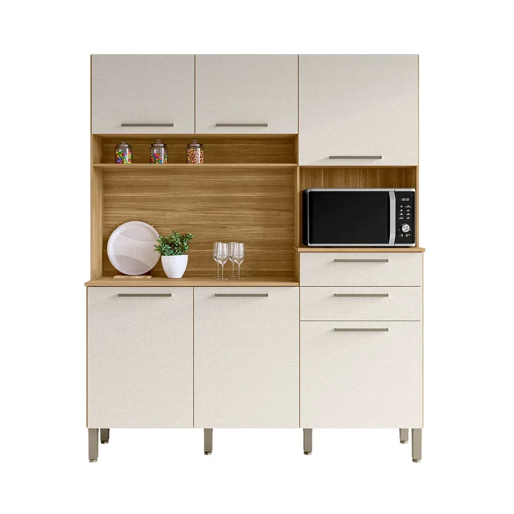 Armário de Cozinha com Balcão Huge 6 Portas 2 Gavetas Freijó/Soft - Pnr Móveis - 2