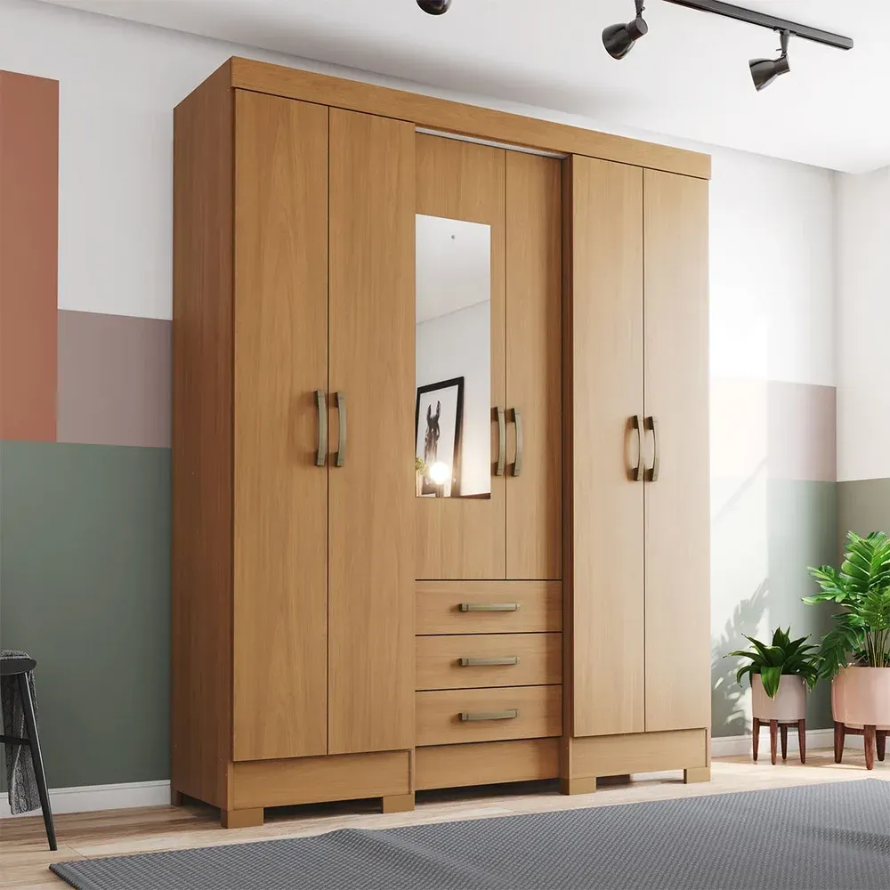 Guarda Roupa Casal 6 Portas 3 Gavetas Cinamomo - Briz - 1