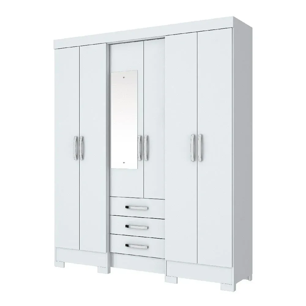 Guarda Roupa Casal 6 Portas 3 Gavetas Branco - Briz - 2
