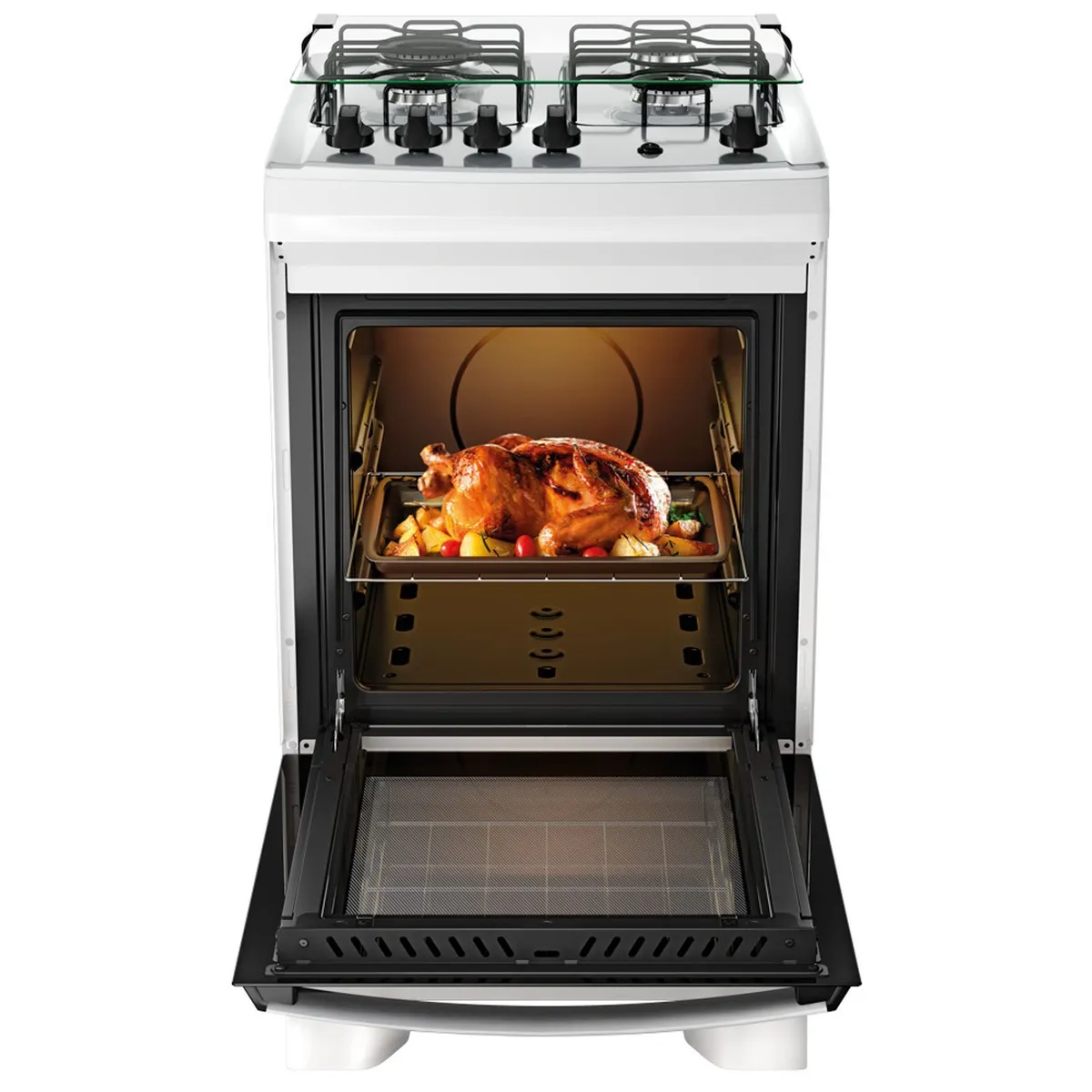 Fogão 4 Bocas Branco com Mesa Inox Dako Supreme Bivolt - 3