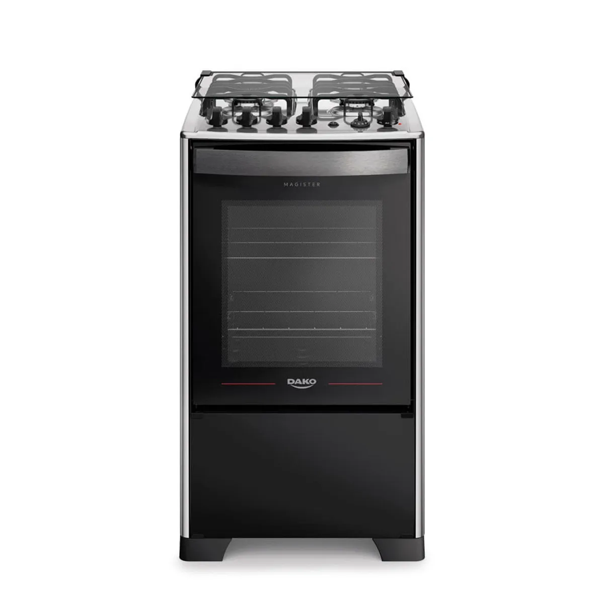 Fogão 4 Bocas Preto com Mesa Inox e Grill Dako Magister Inox Grill Bivolt - 1